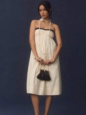 Maeve Strapless Pintuck Open-Back Dress Size XL